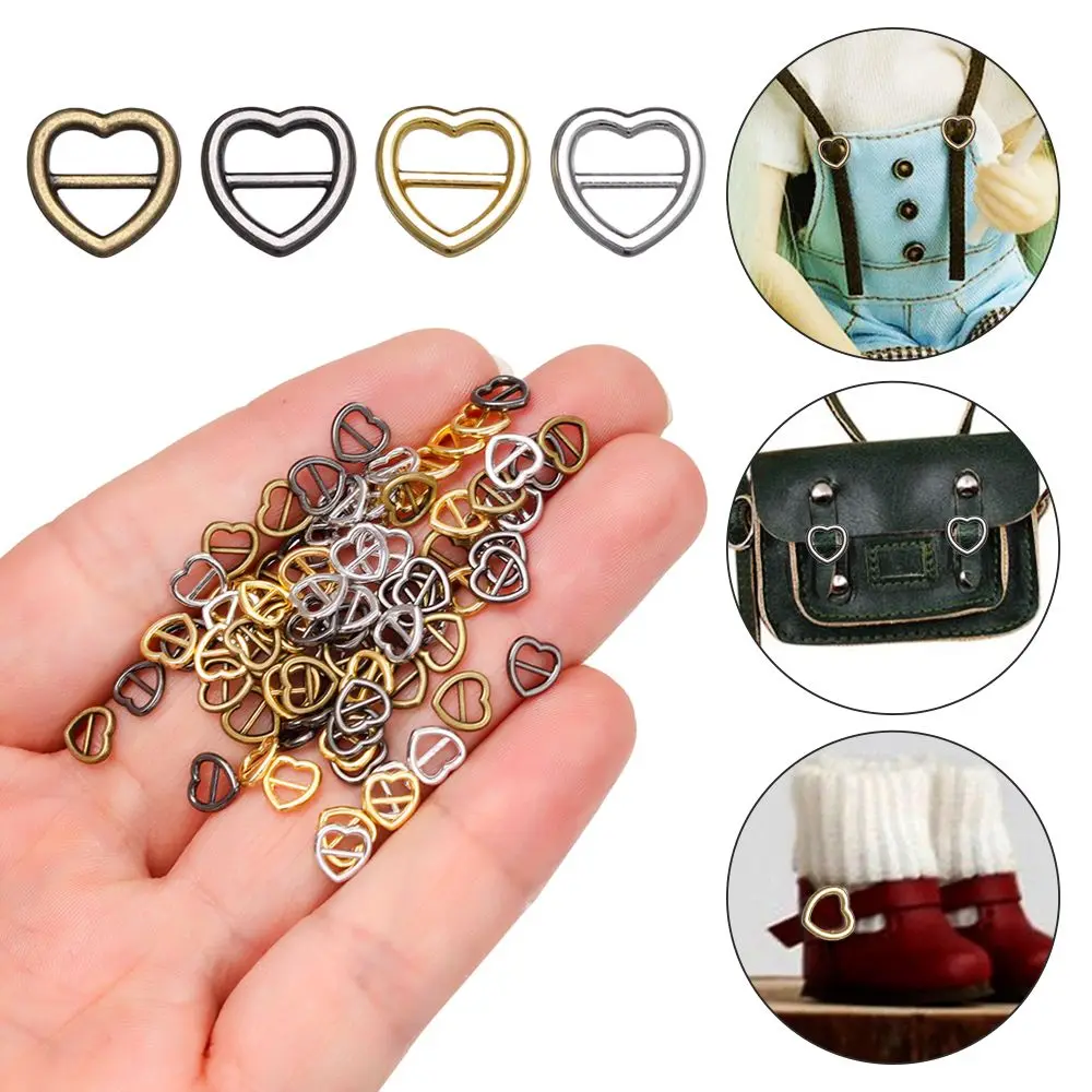 

4mm Heart Shaped Mini Ultra-small Girls Toys Belt Buttons Diy Dolls Buckles Tri-glide Buckle Doll Bags Accessories