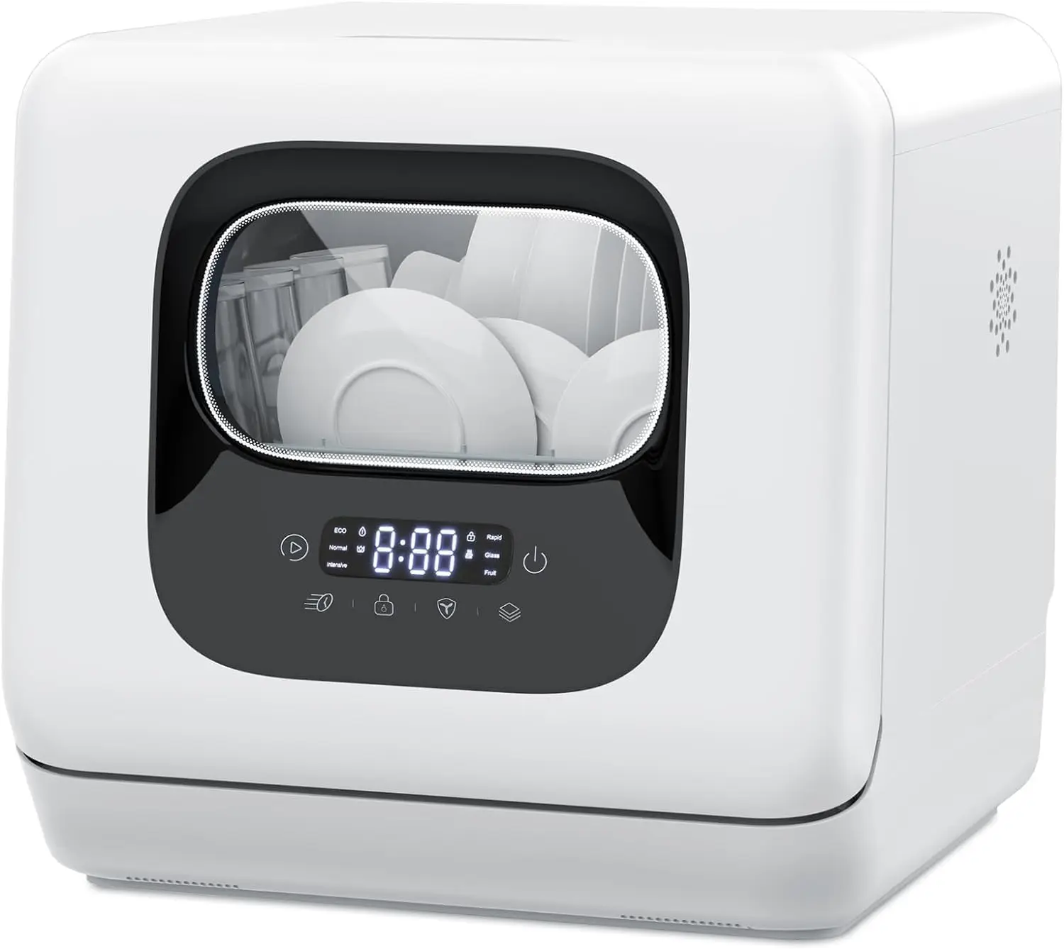 Countertop Dishwasher 28 Pieces Dishes/Cycle 6 Wash Programs&Hot Drying with 1.9 Gal Water Tank No Hookup Needed