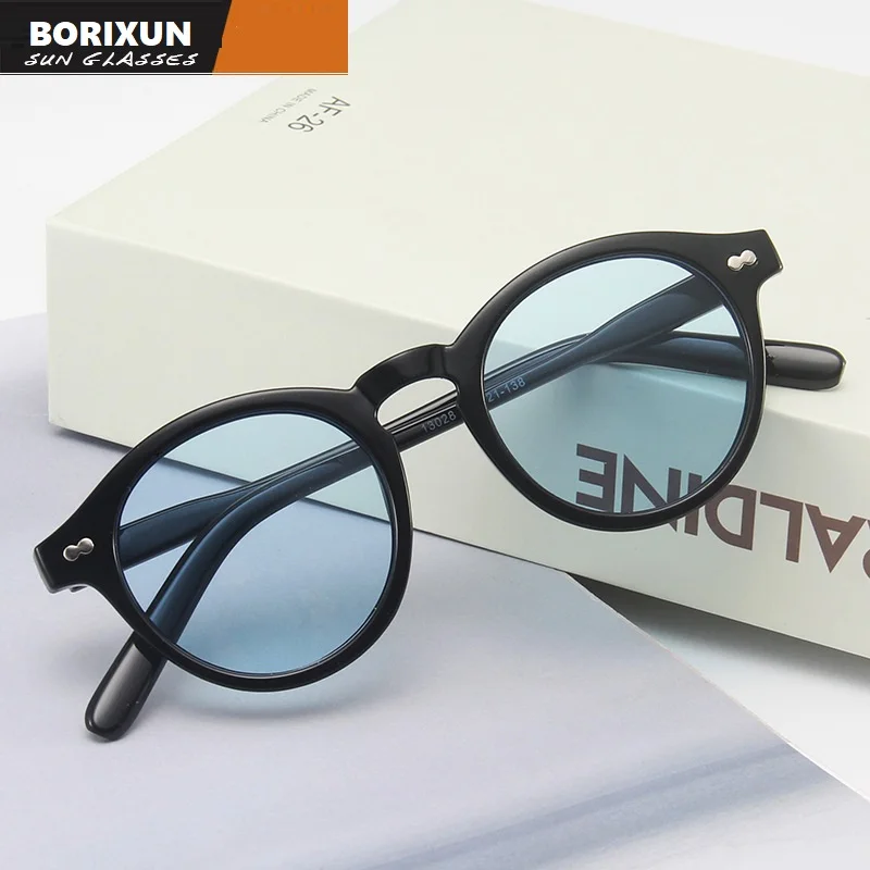 Retro Vintage Round Polarized Sunglasses Men Brand Designer Sun Glasses Women Fishing Black Frame Lens Eyewear Driving_voghion.com