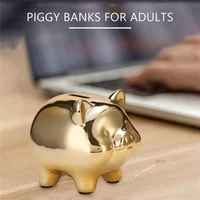 Ceramic Gold Pig Piggy Bank Cute Coin Piggy Bank Creative Home Furnishings Lucky Pig Decoration,Gold Pig 2
