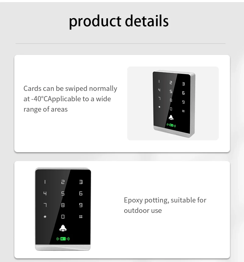 Dual RFID 125Khz+13.56MHz NFC Reader Outdoor Access Control Keypad IP67 Waterpro