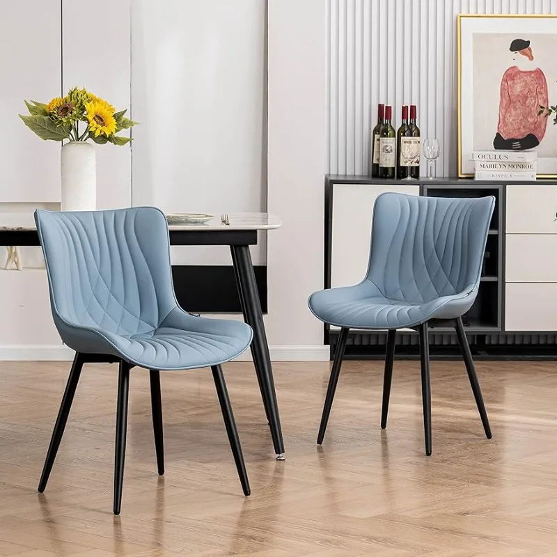 

YOUTASTE Dining Chairs Set of 2 Upholstered Mid Century Modern Kitchen Dining Room Chairs Armless Faux Leather Accent Chairs
