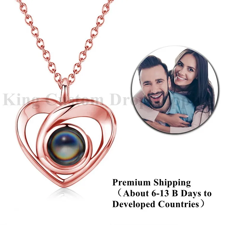 Collana Foto Personalizzata Con Proiezione 100 Lingue - Argento 925 - Regalo Donna Compleanno Anniversario - Foto 3