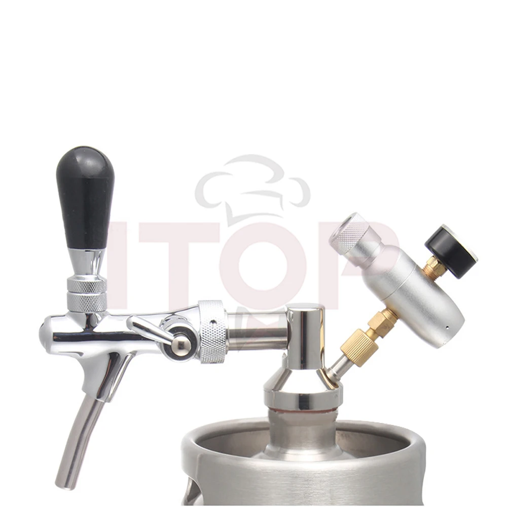 ITOP 2L/ 3.6L/ 5L/ 8L Household Beer Keg Stainless Steel Portable Beer Dispenser Tap System Italian Tap and CO2 Regulator