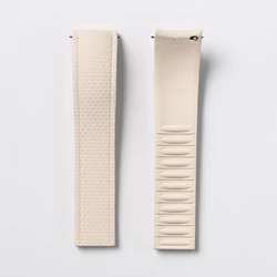Universal Fluoro Rubber Quick Release Watch Band - Customizable Cut - to - Size Strap - 22mm (Khaki No clasp)