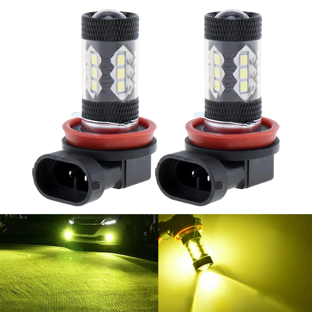 

2x 1500LM H11 LED Bulb Fog Lights 3000K Yellow Light DRL Daytime Running Lights Car Lamp 12V 80W Universal Auto Accessories