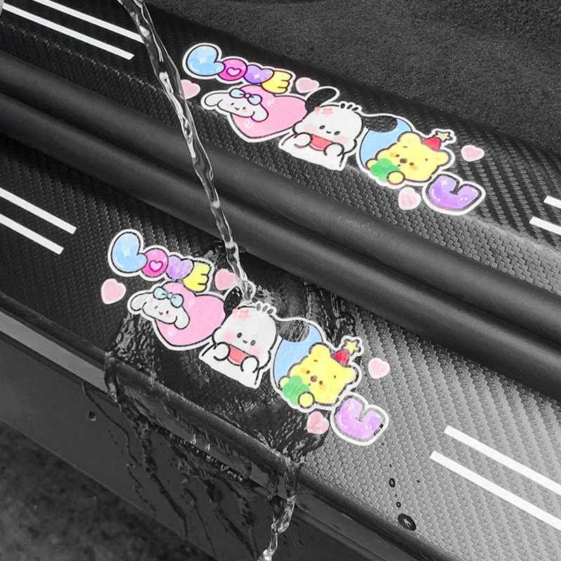 

4 шт. Sanrio Kawaii Kuromi Автомобильная дверная педаль похвалка аниме Мультяшные милые модные изысканные креативные универсальные защитные полосы