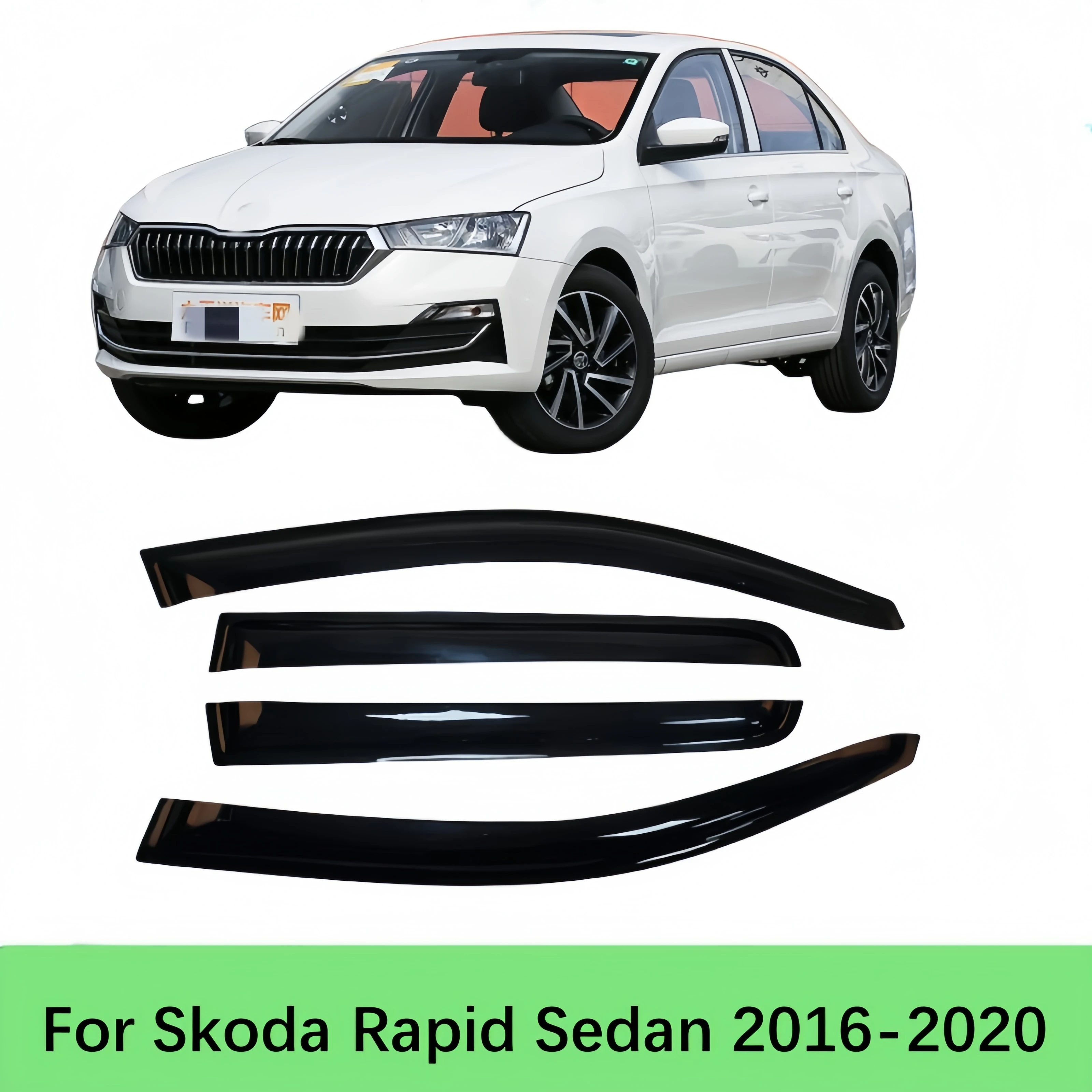 

For Skoda Rapid Sedan 2016-2020 Side Window Visor Sun Rain Deflector Guard Awnings Shelters Cover Trim Car Styling Accessories