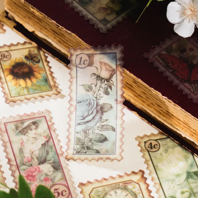 

Vintage Flower And Butterfly Theme Imitate Stamps Stickers Aesthetic Scrapbooking Notebooks Decor Journaling Letters For School