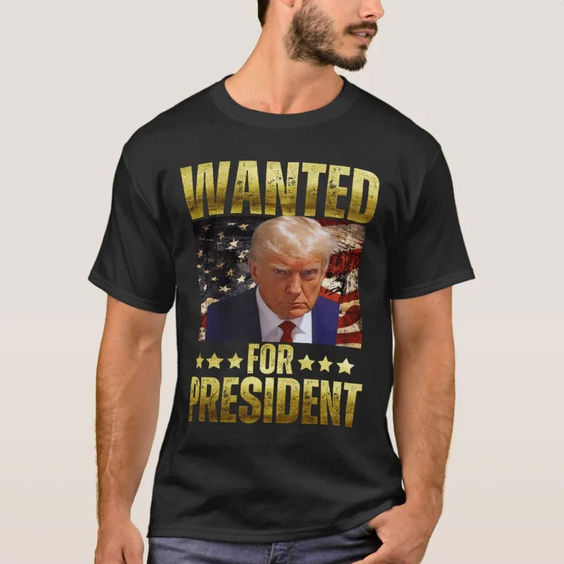 

Wanted for President Trump 2024 Mug Shot Never Surrender T-Shirt 100% Cotton O-Neck Short Sleeve Casual Mens T-shirt Size S-3XL