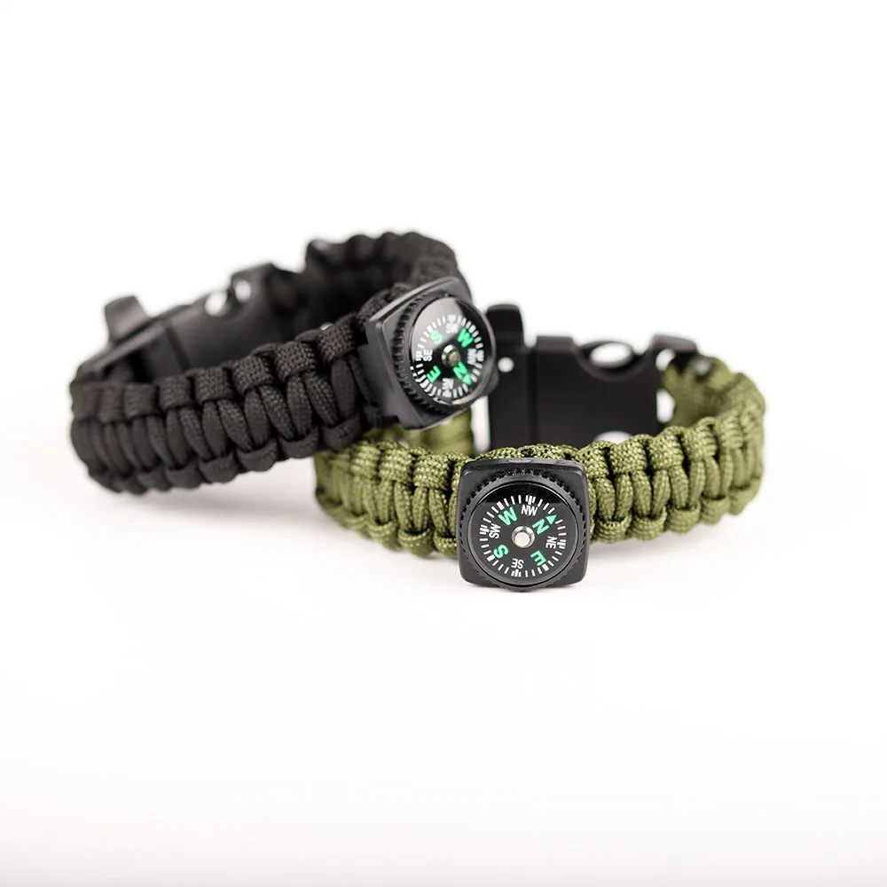 Bracciale Di Sopravvivenza In Corda Di Paracadute (2 Pezzi) Con Fischietto E Bussola. Regolabile, Mimetico, Per Escursionismo E Campeggio.