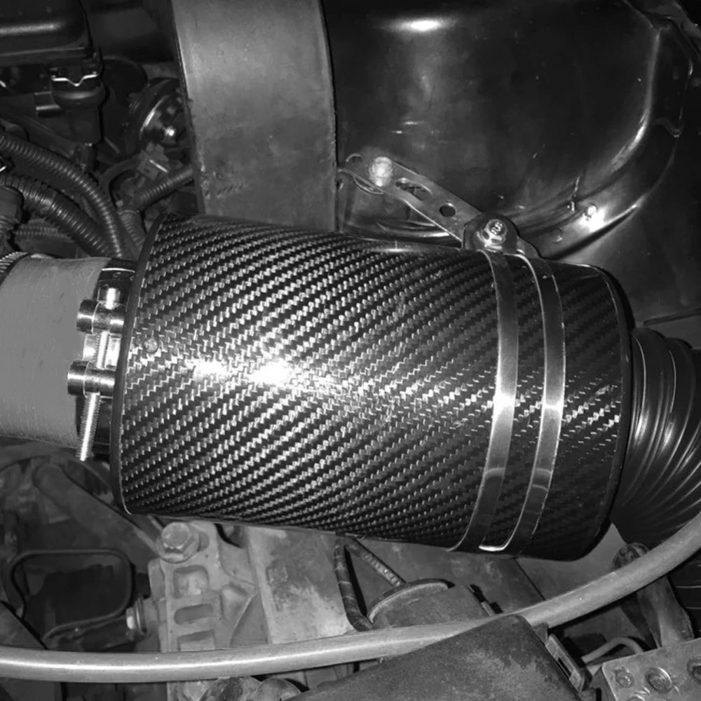 Air Filters 1set 76mm 3 inch Universal Car Cold Air Filter Carbon Fibre Feed Enclosed Intake Induction Pipe Hose Kit