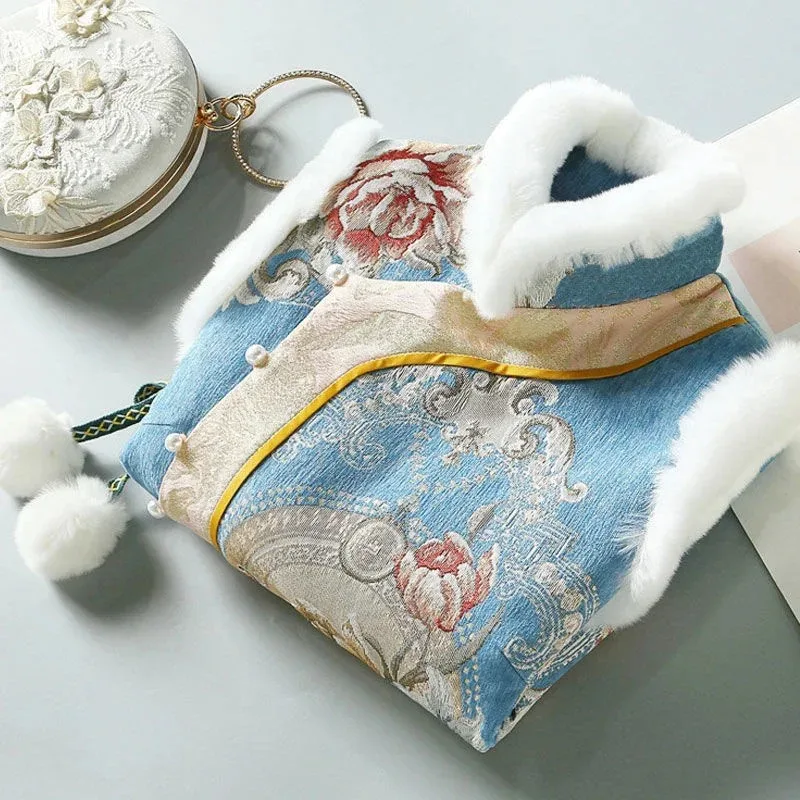 Ethnic Harajuku Thicken Gilet Coat Cotton Women Sleeveless Waistcoat Jacket Vintage Casual Loose Female Chinese Style Vest women cheongsam waistcoat