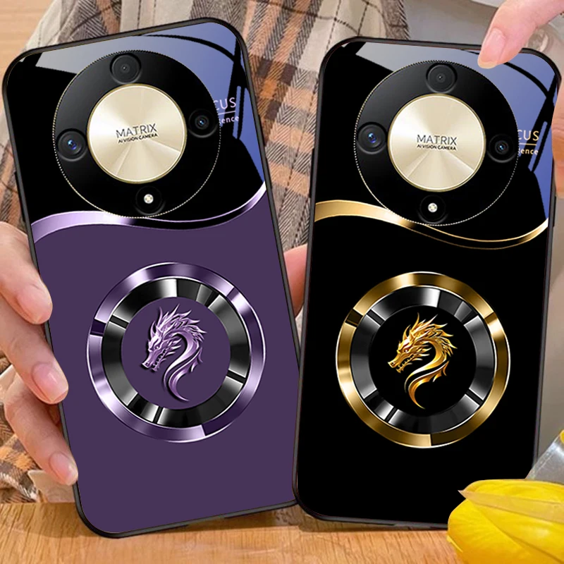 Circle Chinese Loong Tempered Glass Phone Case