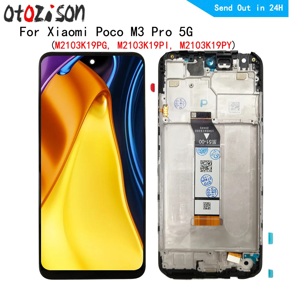 6,5 дюймовый IPS-экран для Xiaomi Poco M3 Pro 5G M2103K19PG, M2103K19PI, ЖК-дисплей + цифровой преобразователь сенсорной панели с рамкой в сборе