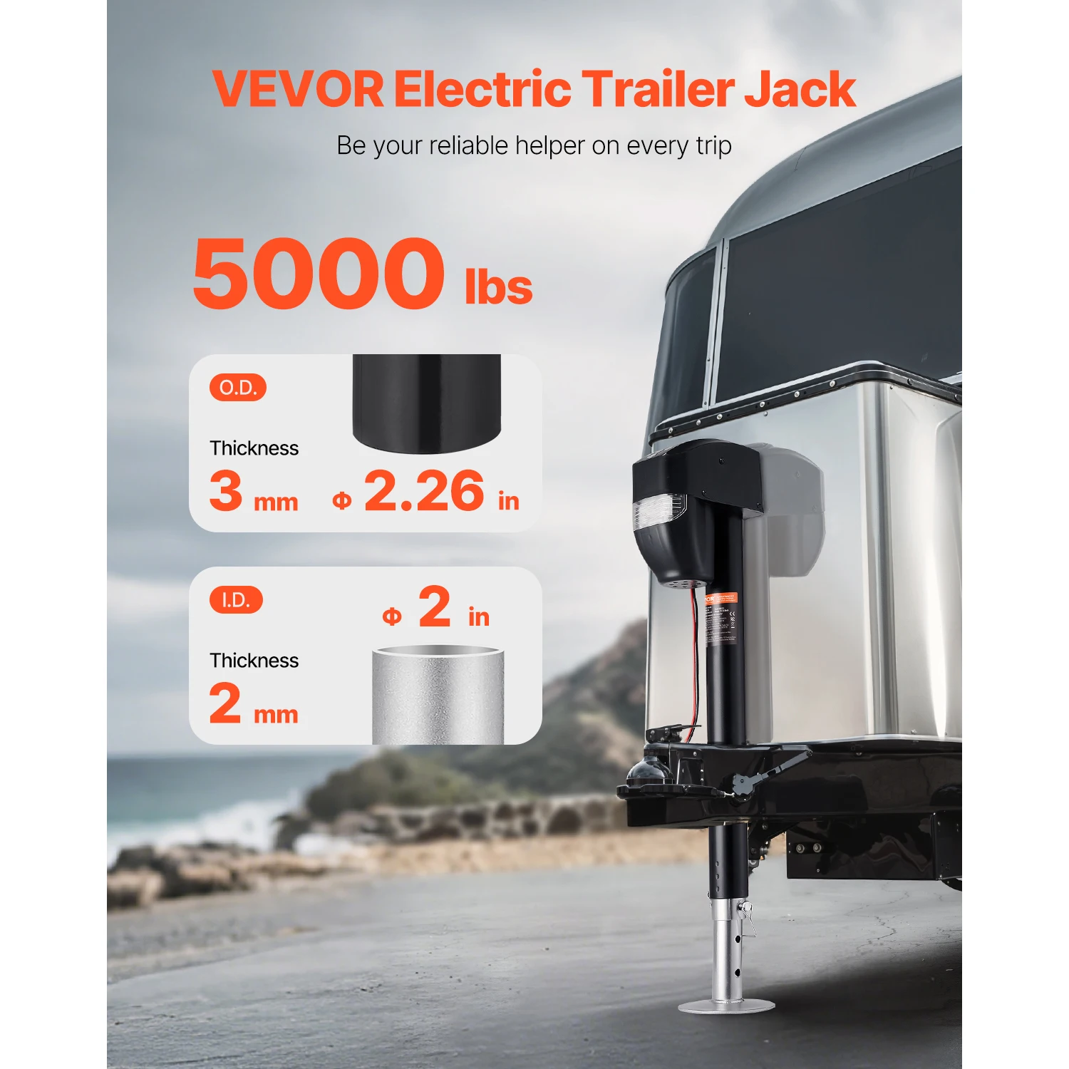 SucceBuy 5000 lbs RV  Power Tongue Jack 10"-28.3" Lift  with 2 Way Connector & Remote Control Trailer Jack for Campers Cars