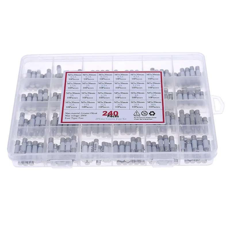 5x20mm 250V Fast Blow Ceramic Fuse 0.1A 0.25A 0.5A 1A 2A 2.5A 3A 3.15A 4A 5A 6A 6.3A 8A 10A 15A 16A 20A 30A