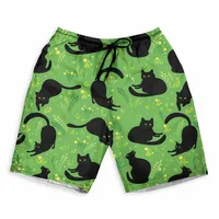 Men's Shorts Summer Shorts Casual Shorts Pocket Drawstring cute cat Breathable Soft Short Fashion Streetwear beach pants for boy 1
