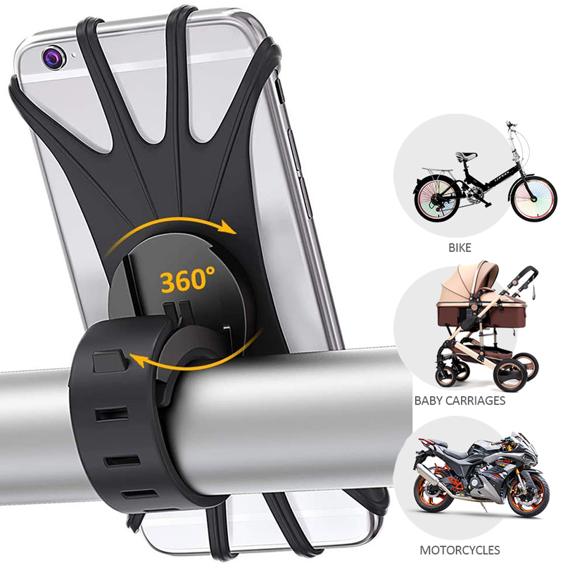  Universal Motorcycle Bicycle Shockproof Silicone Mount Phone Holder Stand Riding Cycling MTB Bike Phone DVR GPS Support Bracket 