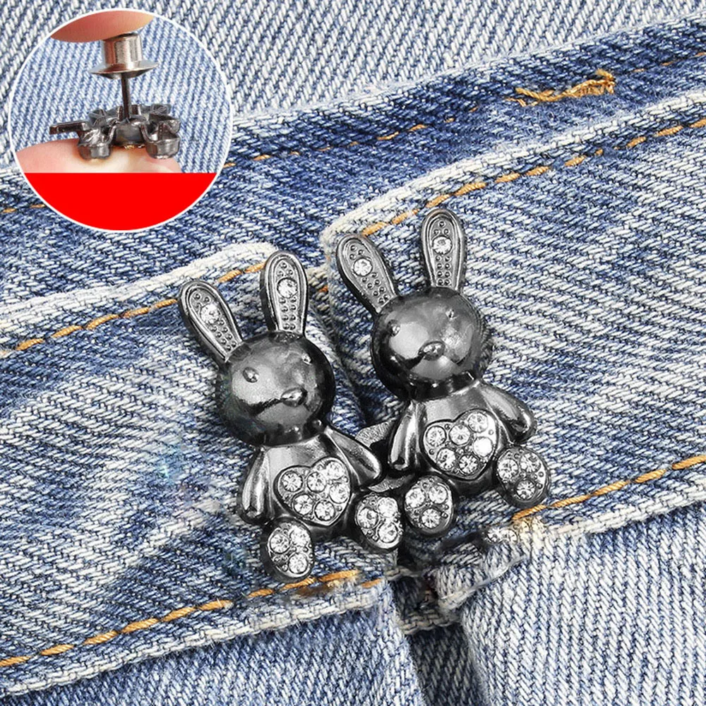 2Pcs Bear Shaped Jean Buttons Adjustable Jean Button Waist Buckle Snap  Pants Buckle Extender Replacement Jeans Button Tightener - AliExpress