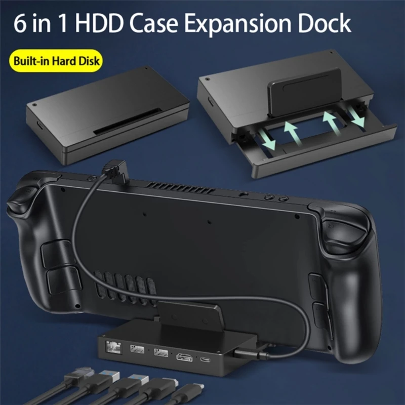 Док-станция PD100W 6 в 1 для палубы Steam, поддержка NVME + NGFF, протоколы sm.2, твердотельный жесткий диск SSD, док-станция