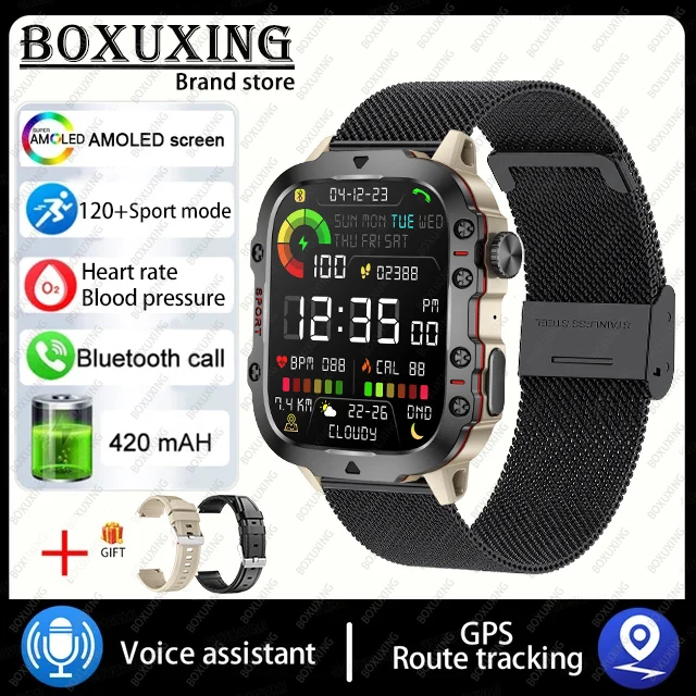 For Xiaomi Rugged Military GPS Smart Watch Men AMOLED 1.96 14