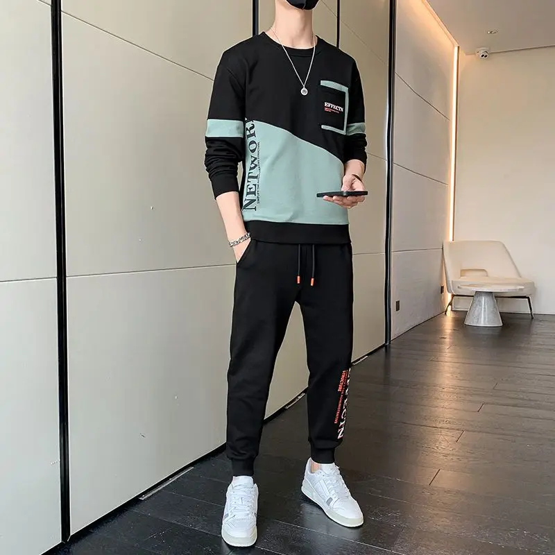 thumbnail image 1 of Trajes deportivos Kpop Camiseta original Hombre Marcas Sudadera Pantalones elásticos Conjuntos Ropa de hombre de corte entallado Top casual Estampado Chándal O, 1 of 5