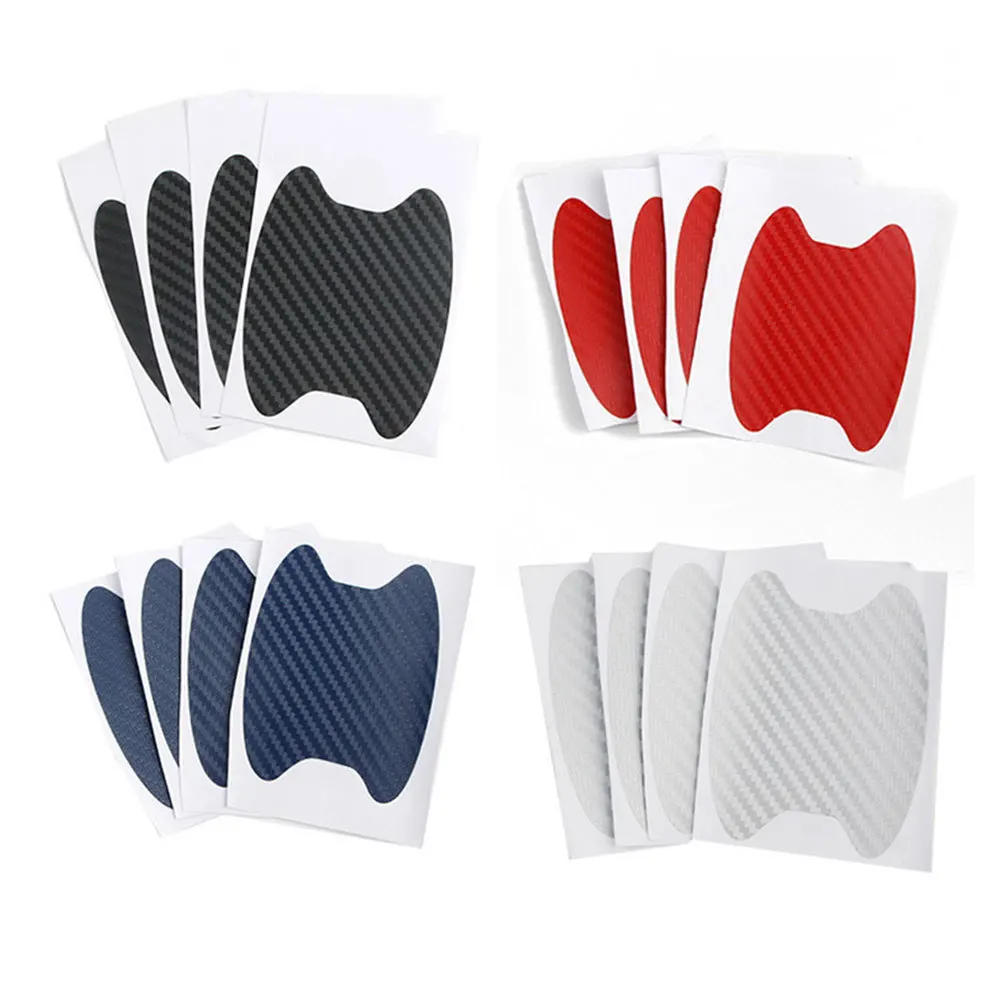 Car Door Stickers 4Pcs/Set Car Door Sticker Carbon Fiber Scratches Resistant Cover Auto Handle Protection Film Exterior Styling Car Accessories