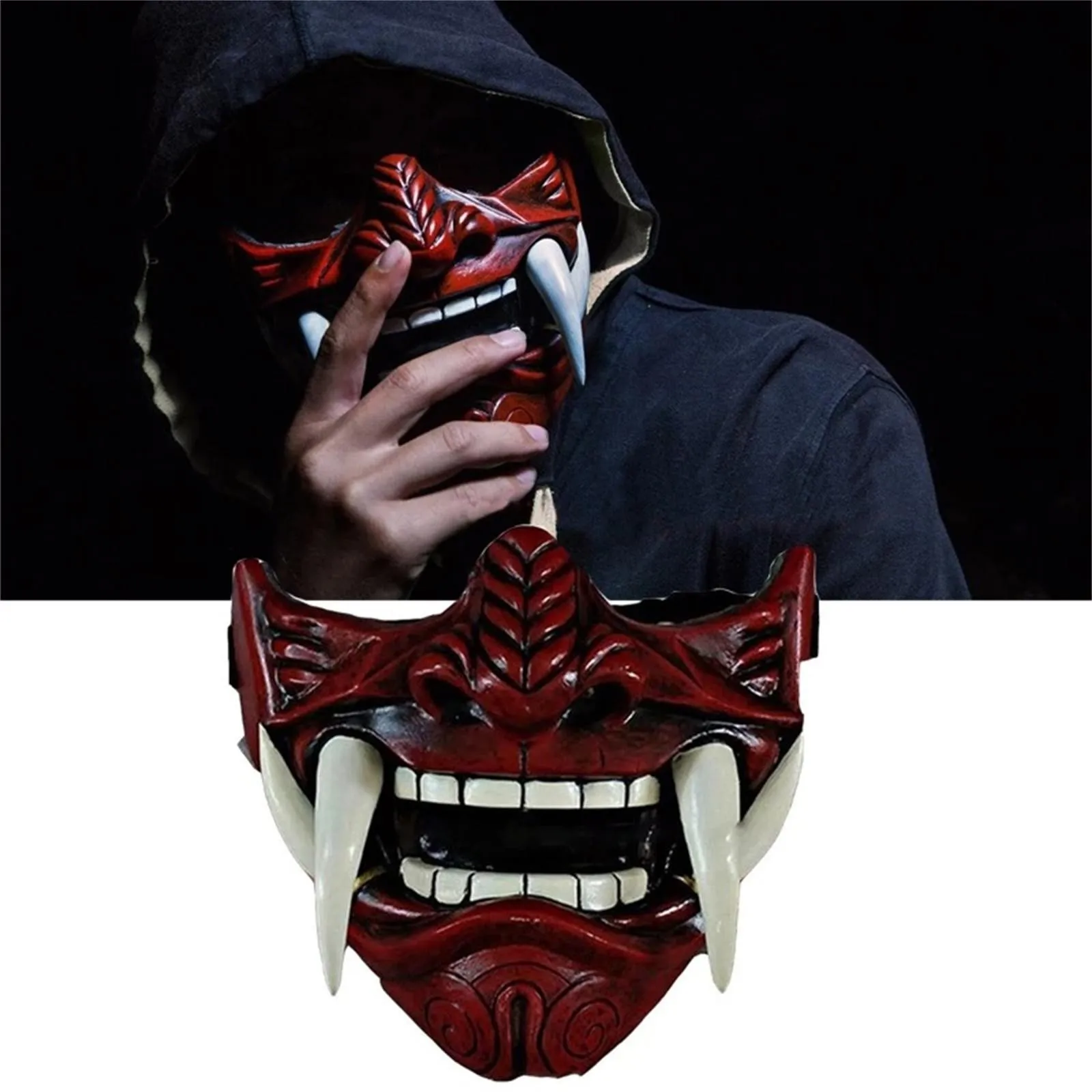 Japanese Samurai Oni Demon Mask Cosplay Horror Prajna Hannya Evil Killer  Thicken Plastic Masks Halloween Party Costume Props - AliExpress, image size:1600x1600