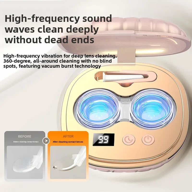 Home Ultrasonic Contact Lens Cleaning Case Timed Charging Long Battery Life Portable Cleaning Box Cosmetic Mirror 1
