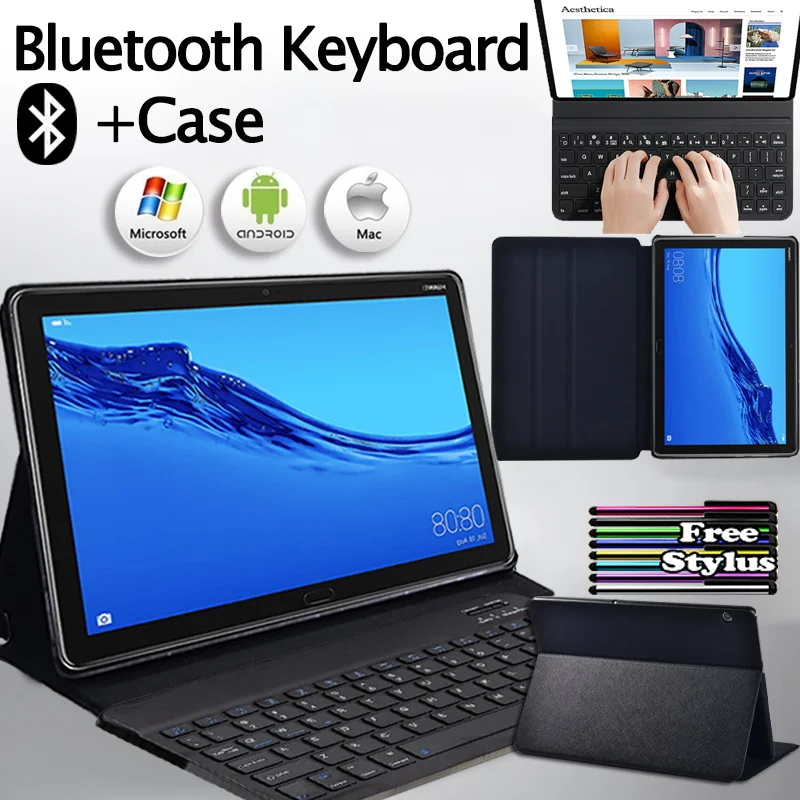 Leather Tablet Flip Cover Case Teclado Bluetooth Portátil Caneta Huawei Mediapad m5 Lite 10.1 m5 10.8 pu