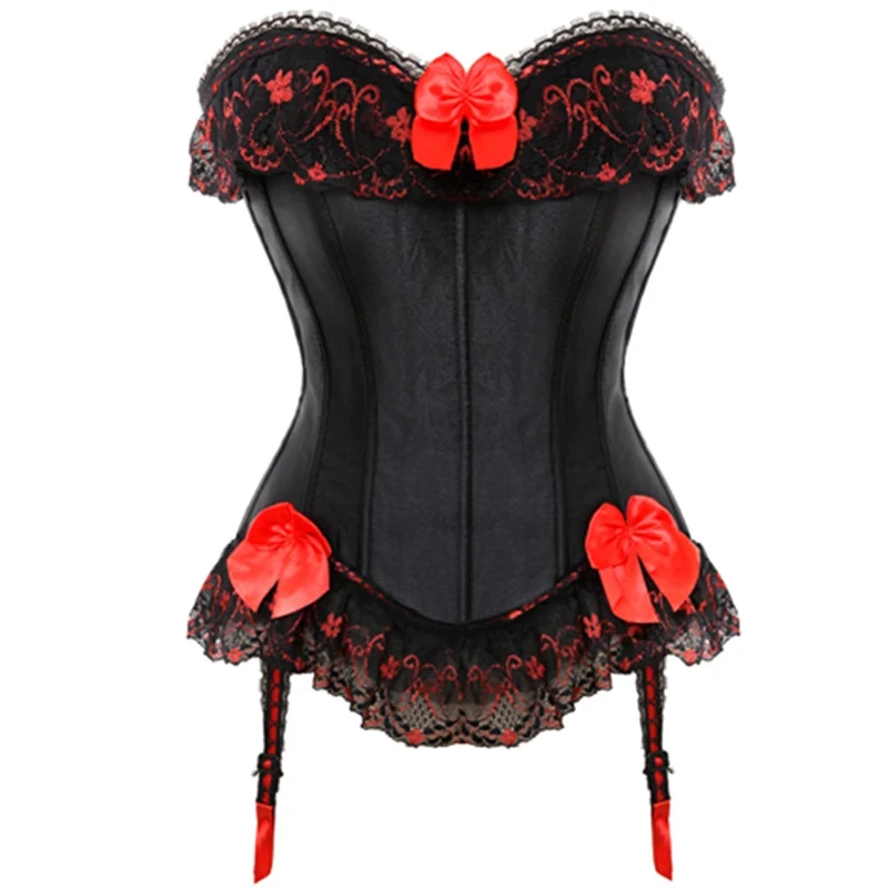 Lace up corsets bustiers top sexy satin corset Corset Straps Bowknot
