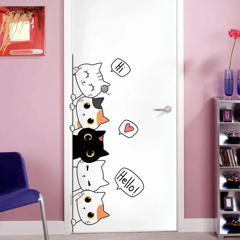 Cute Kitten Door Sticker Decor 3