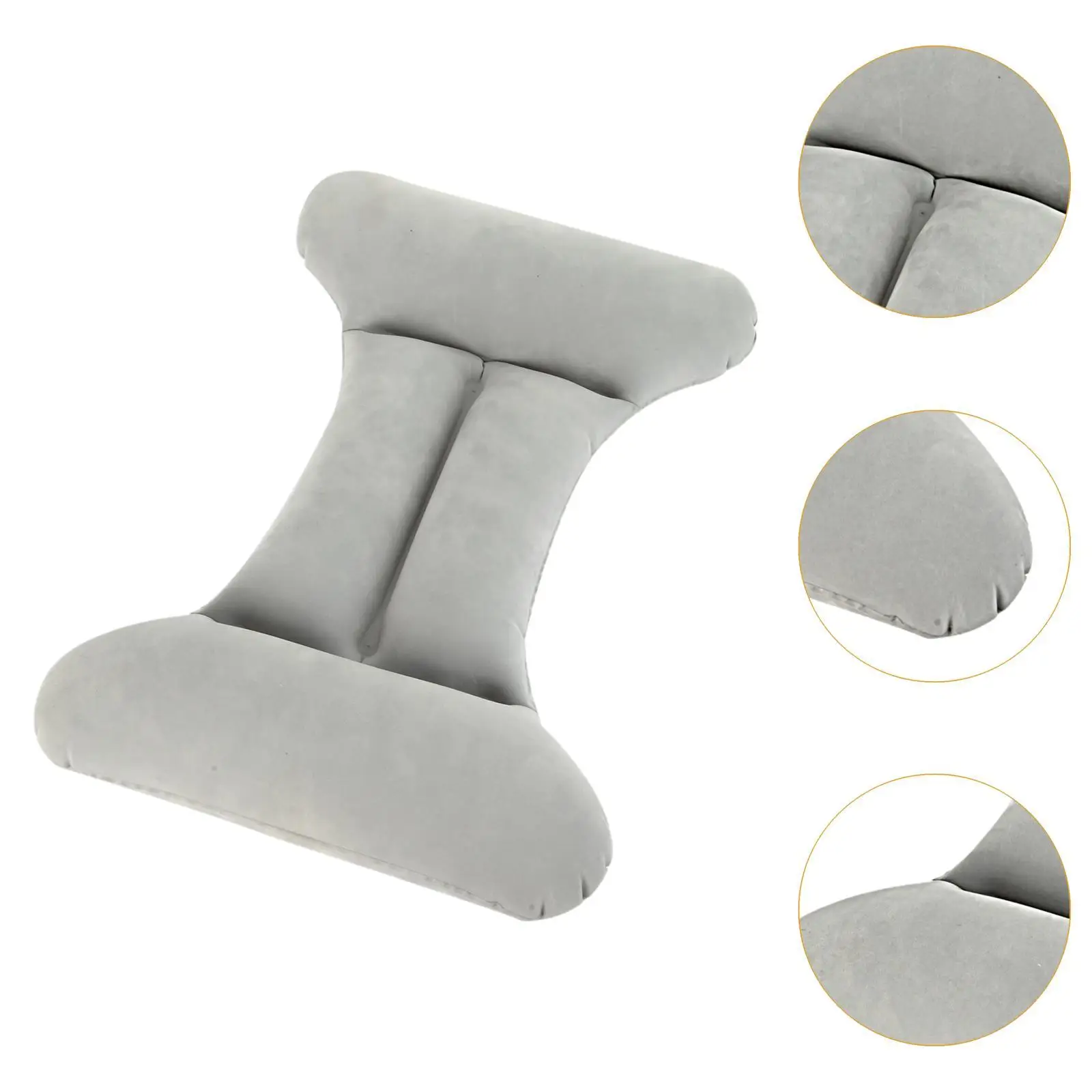 Flocked Air Pillow Soft and Comfortable Press to Inflate Portable Car Seat Pillow for Driving Office Train Flights Business Trip