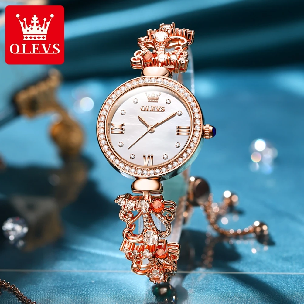 OLEVS Watch for Women Fashion Jewelry buckle Elegant Ladies Dress Wrist Watch  Ladies Wristwatch Girls Valentine's Day Gift brilliant rose flower jewelry packaging ladies cubic zirconia necklace alloy quality gift box wedding valentine s day gift