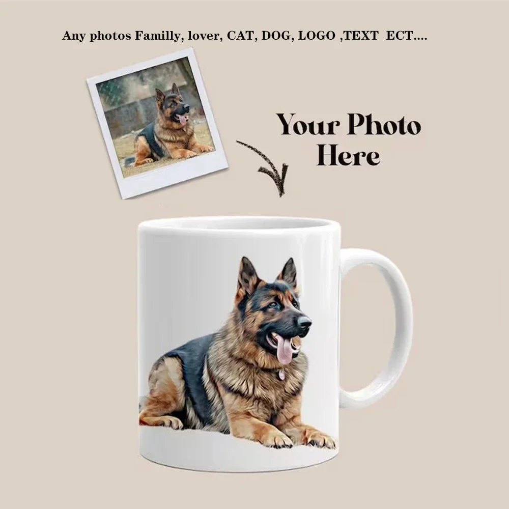 Personalised Your Photo Name Coffee Tea Cup Custom Dog Cat Family Lovers Text