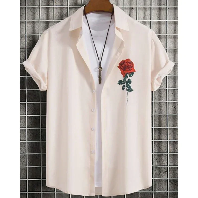 Hawaiian Men'S Shirt 3d Flower&Text Printing Beach Party Sweatshirt Loose Oversized Shirt And Blouse High-Quality Men'S Clothing 6