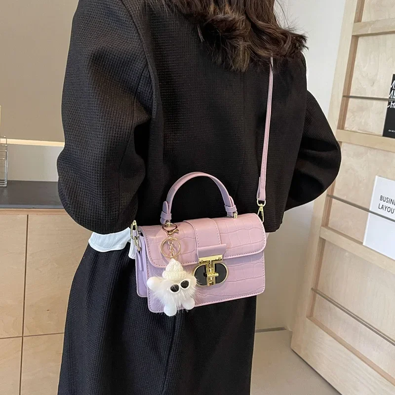 Women's 2024 New High-Grade Fashion All-Match Casual Shoulder Messenger Small Solid Color Square Bag