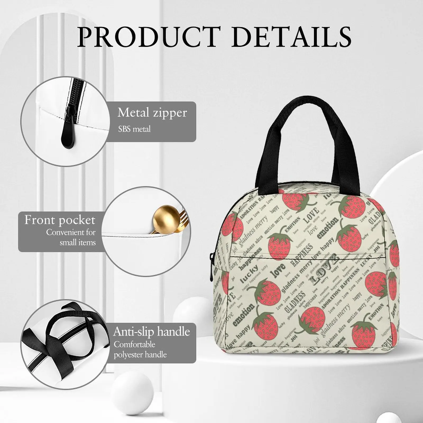 Custom Pattern Tote Lunch Bags Portable Travel Portable Camping Picnic Bag Letter Print Cold Food Cooler Thermal Bag Handbag