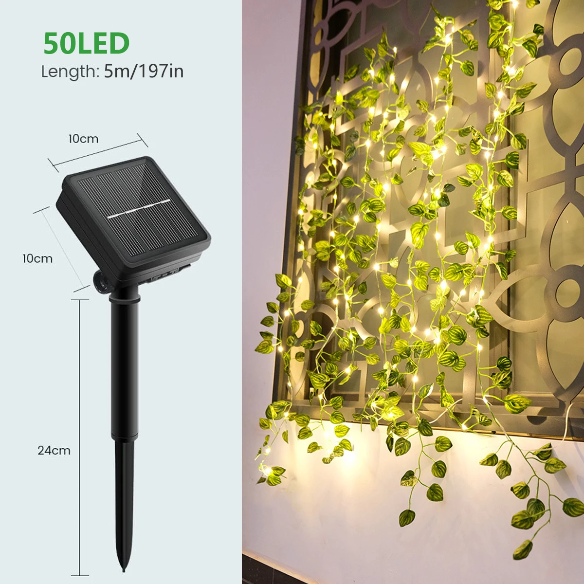 LED Solar Fairy String Lights Ivy String Lights Artificial Vine Lights Garland Green Leaf Vine Light Outdoor for Garden Decor cheap solar lights Solar Lamps