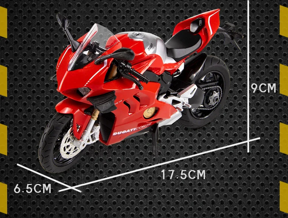 1:12 Ducati V4S Panigale Racing Motorcycles Simulation Alloy Motorcycle Model With Sound and Light Collection Toy Car Kid Gift 6