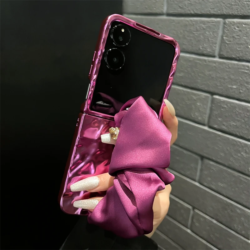 For Xiaomi Mix Flip Luxury Laser Water Ripple Silk Wrist strap Phone Case Cover_voghion.com