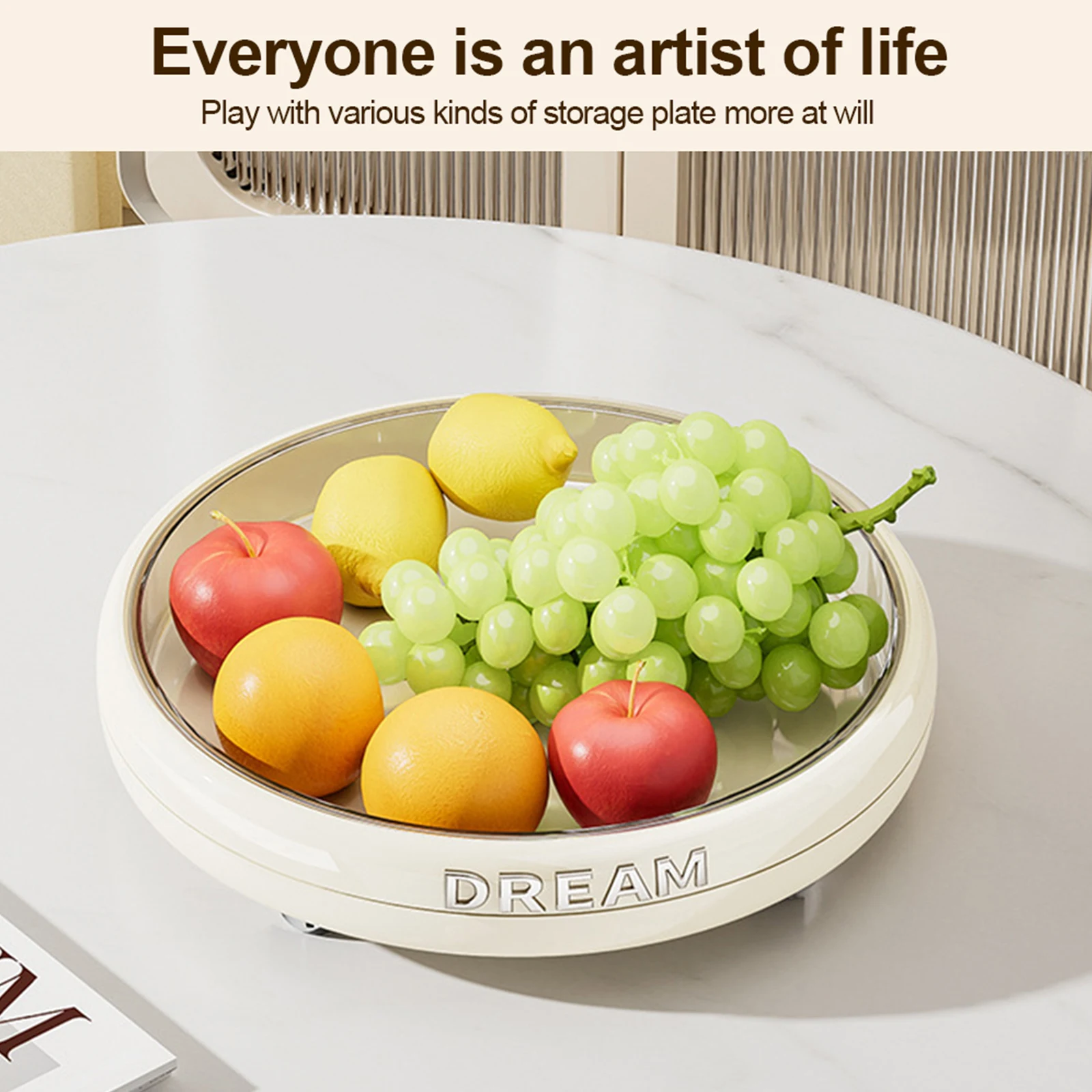 Rotating Kitchen Storage Tray Anti-Slip Plastic Spice Storage Plate for Countertops Cabinets & Pantry Organization