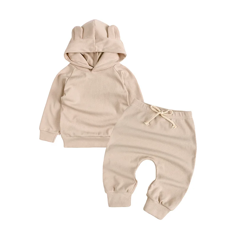 

Plain Toddler and Baby Girls Boys Hoodie + Drawstring Harem Sweatpant Sets Cartoon Shower Hooded Spring Summer 6-36 Months