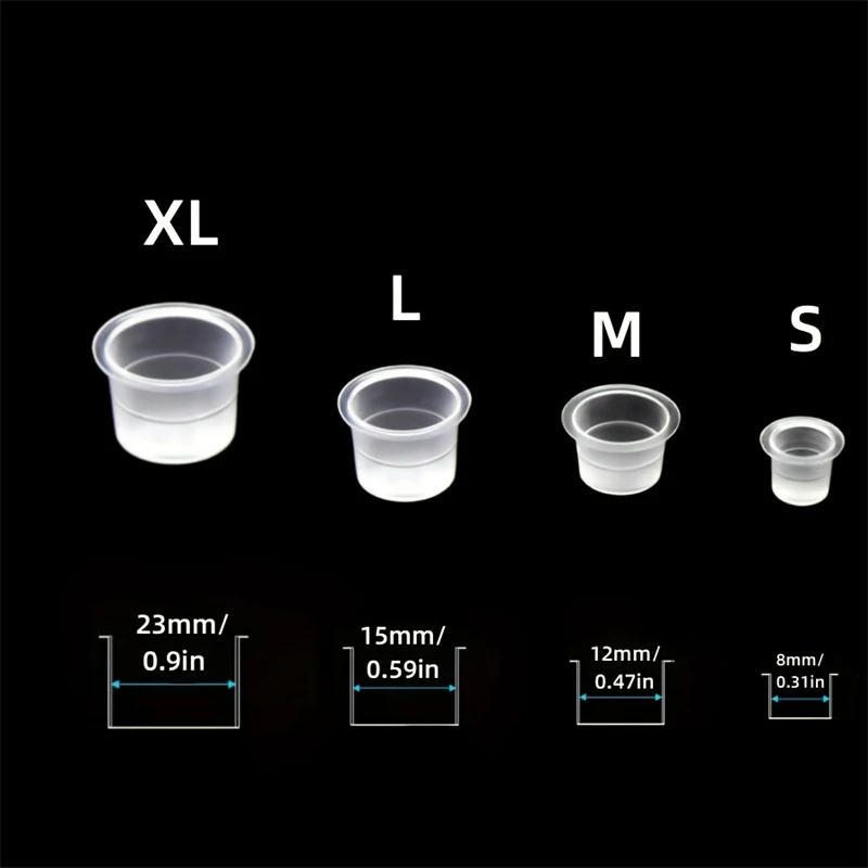 JC 100pcs Disposable Tattoo Ink Cups Plastic Pigment Clear Holder Container Caps Tattoo Permanent Makeup Microblading Supply 2