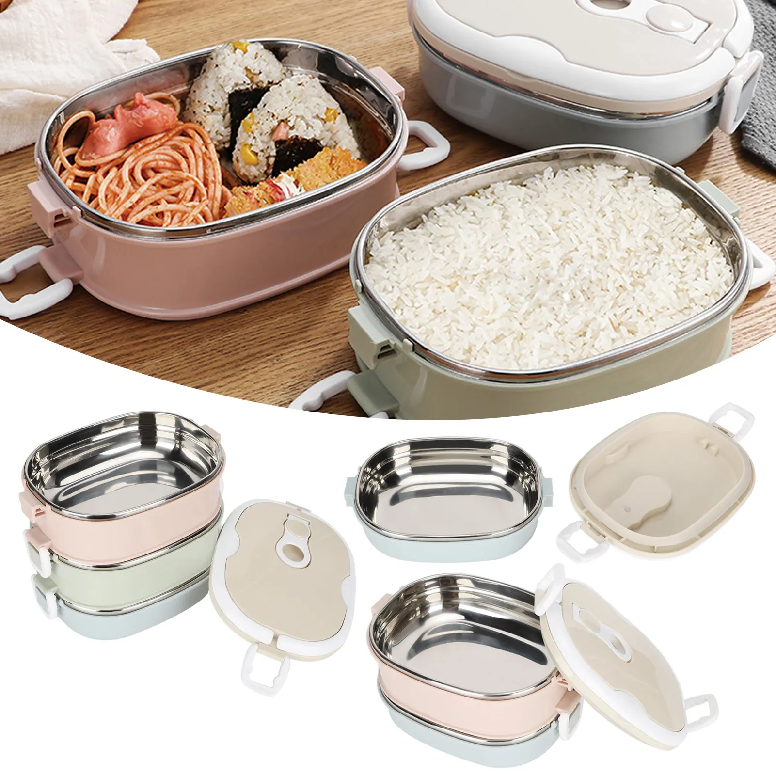 Lunch Box Lunch Box Portable Stainless Steel Food Container for Student Children Work Kitchen Utensils Stainless Steel Lunch Box - 3