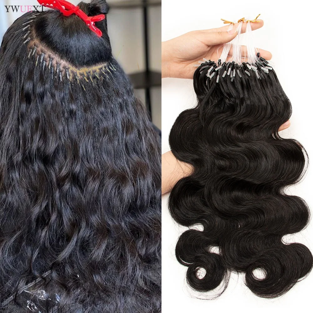 Body Wave Micro Loop Ring Human Hair Extensions 12-26 inches Brazilian Remy Micro Link Hair 50pcs For Black Women Fashion