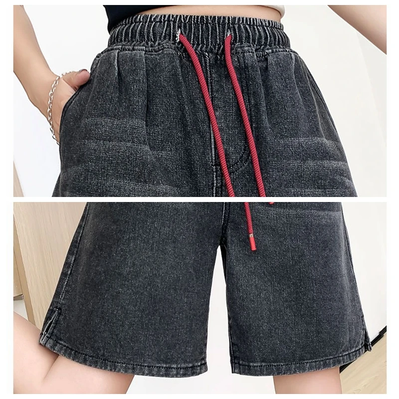 Denim Wide Baggy Black Shorts Womens Summer Shorts Cute Denim Y2K Blue Push Up Long Big Size Bermuda High Waist Shorts Jeans