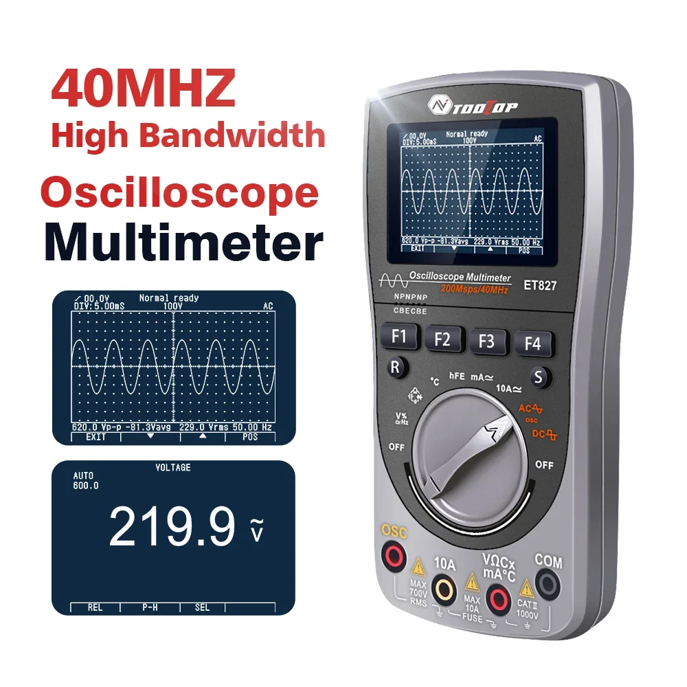 

2in1 Oscilloscope Multimeter Digital LCD Display Handheld Oscope Meter 40Mhz Bandwidth 120MSPS Sampling Rate for Electronic Test