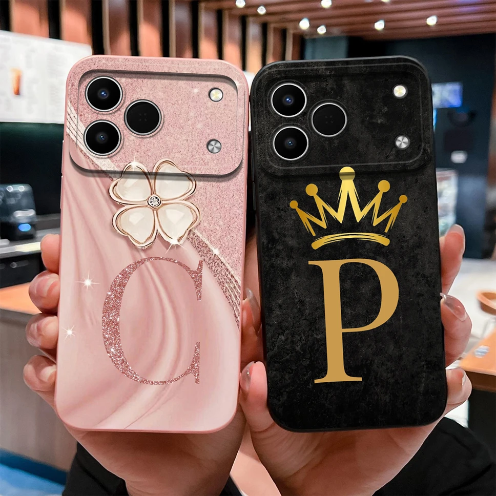 Luxurious A to Z Letters Smooth Camera Protective Soft Phone Case Cover